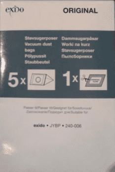 Støvsugerposer Exido. 5 stk. støvsugerposer + filter